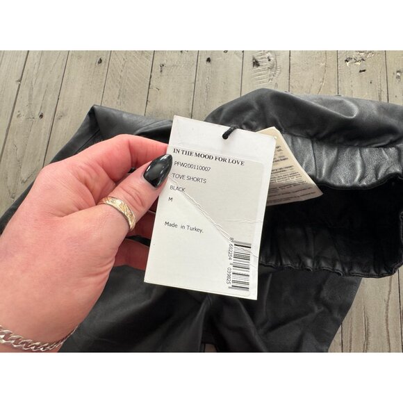 NWT ITMFL In The Mood For Love Tove Black High Waisted Lamb Leather Shorts Small - Picture 4 of 5